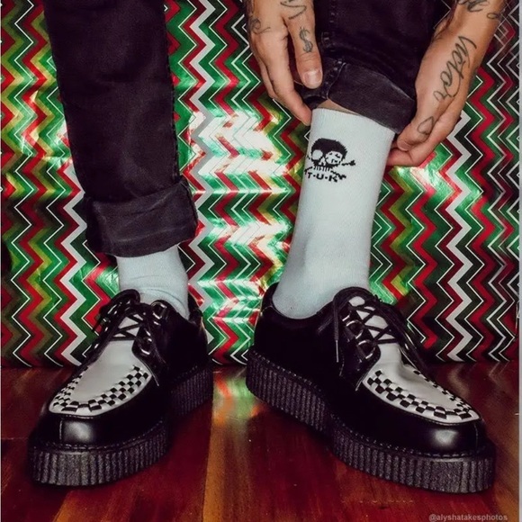 Rose.G Black White Punk Lace Up Platform Creepers Shoe Size 10 Retro 90s Unisex - Picture 2 of 16